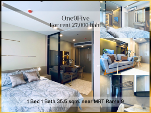 For RentCondoRama9, Petchburi, RCA : ❤ 𝐅𝐨𝐫 𝐫𝐞𝐧𝐭 ❤ Condo, fully furnished, 14th floor, One9Five Asoke – Rama 9, 35.5 sq m. ✅ near MRT Rama 9