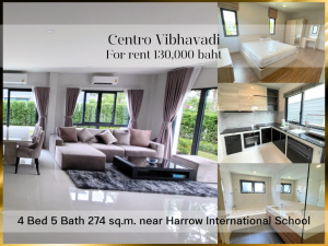 For RentHouseVipawadee, Don Mueang, Lak Si : ❤ 𝐅𝐨𝐫 𝐫𝐞𝐧𝐭 ❤ Baan Centro Vibhavadi, garden view, newly decorated, 4 bedrooms, 77.3 sq m. ✅ near Harrow International School