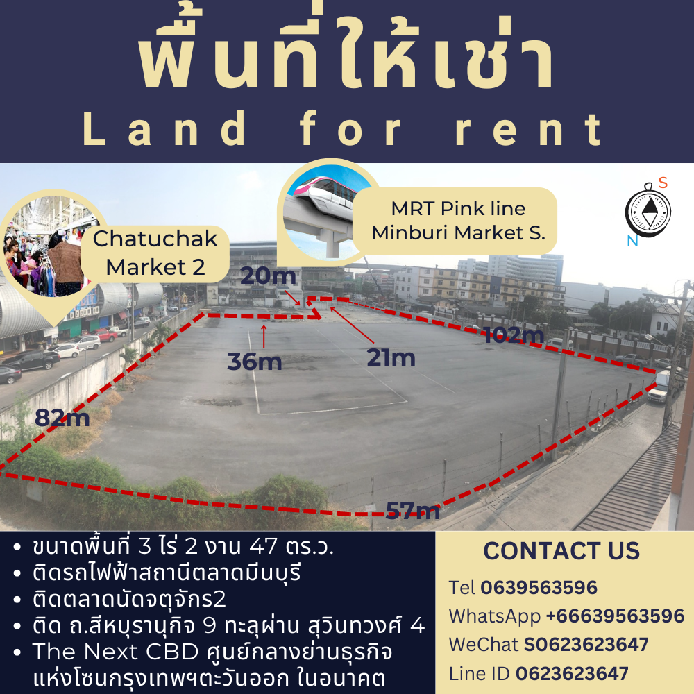 For RentLandMin Buri, Romklao : Prime location for rent, red commercial zone, adjacent to BTS skytrain station and Chatuchak Weekend Market 2