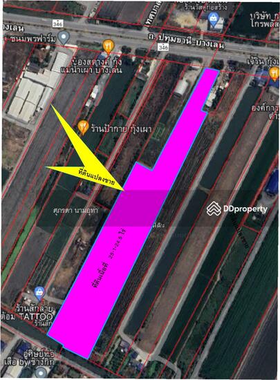 For SaleLandNakhon Pathom : Land for sale, 25-1-24.5 rai, next to Pathum Thani-Bang Len Road 346, beautiful plot, Bang Phasi Subdistrict, Bang Len District, Nakhon Pathom Province 73130