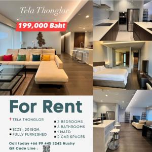 ให้เช่าคอนโดสุขุมวิท อโศก ทองหล่อ : 🔥New For rent (Available)📍Tela Thonglor (Ready to move in) 🔹Size : 201 Sqm.🛏️3 bedrooms🚽3 bathrooms 🔹1 maid🚗2 car spaces🪑Fully Furnished ▪️High floor