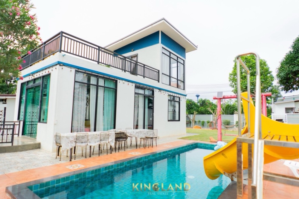 For SaleHousePak Chong KhaoYai : #Selling a pool villa with a view of Khao Yai, The Chertam project, with a view of Khao Yai, Tambon Mu Si, Pak Chong. 2-storey house with a rooftop, a chill atmosphere, 2 bedrooms, 3 bathrooms, beautifully decorated in a minimalist style, with a swimming 