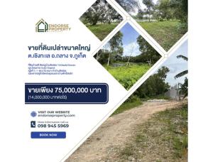 For SaleLandPhuket : For inquiries, call: 062-223-9528 Empty land for sale in Phuket, prime location 5-1-46 rai, Choeng Thale Subdistrict, Thalang District, Phuket, near Bang Tao Beach.