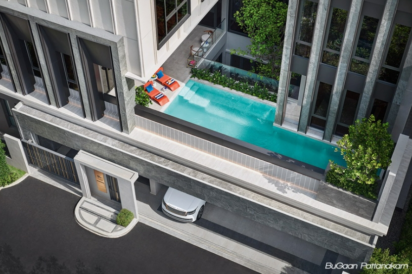 For SaleHousePattanakan, Srinakarin : There is a private swimming pool, private for only 17 families.