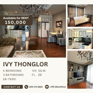 For RentCondoSukhumvit, Asoke, Thonglor : Ivy Thonglor 4 Beds 3 Baths Fully furnished 150k per month