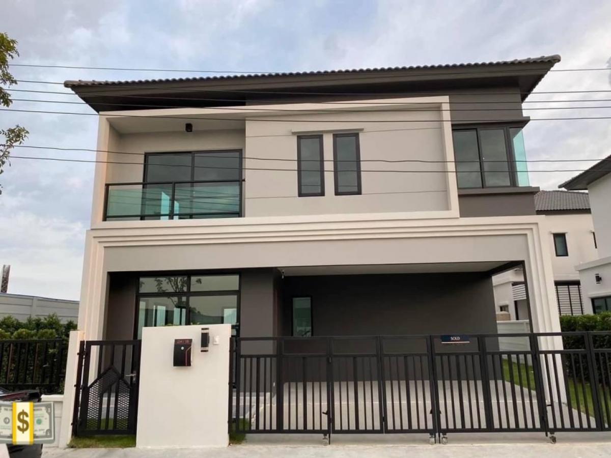 For RentHouseNawamin, Ramindra : 45,000.- Single house for rent, corner house, with furniture, Grand Britania project, Grand Britania, Wongwaen-Ram Intra, near Chatuchak Expressway, Maruey Market, Sarasas Sai Mai School