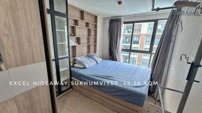 For SaleCondoOnnut, Udomsuk : For sale, 1 bedroom condo, swimming pool view, The Excel Hideaway Sukhumvit 50, 29.56 sq m., suitable for both living and investment, with BTS shuttle all day, free transfer fee for Thais.