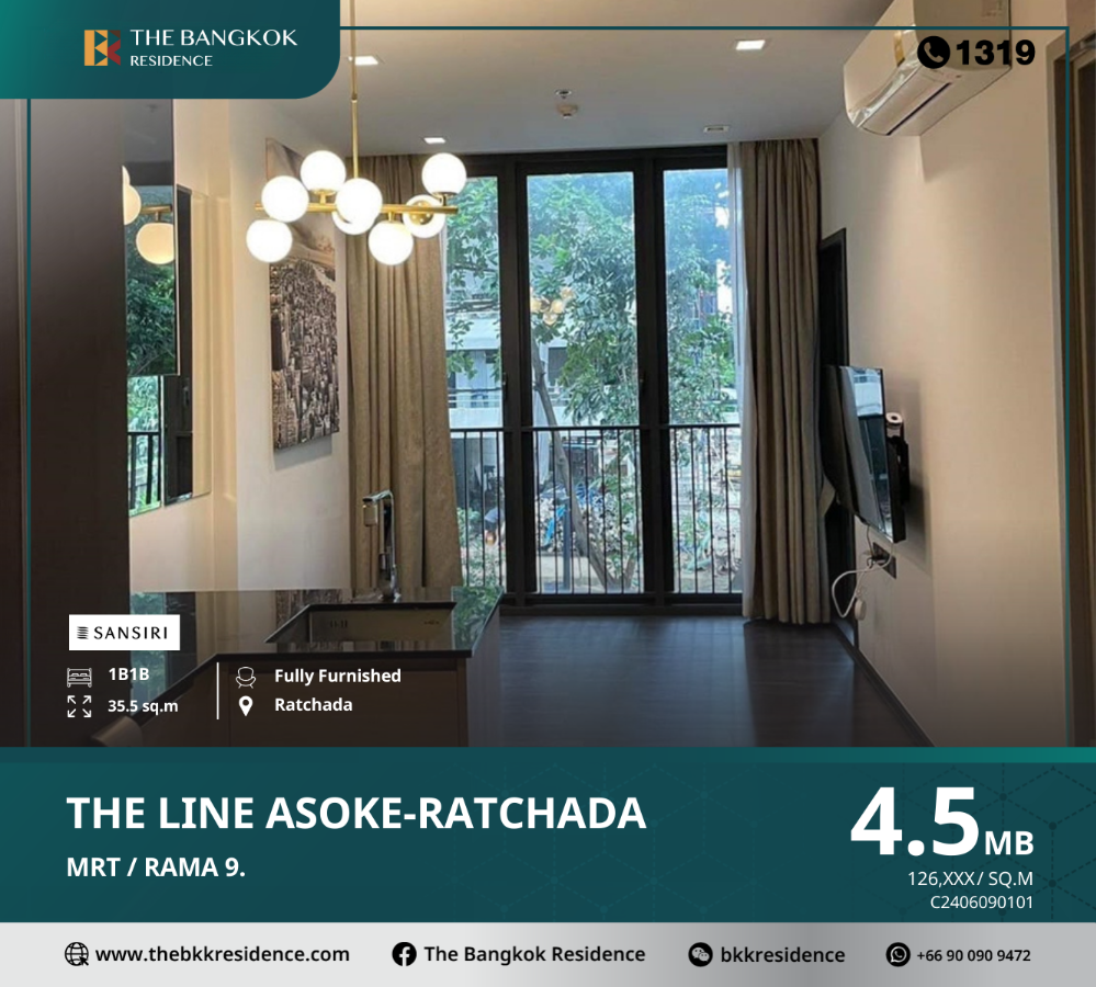 For SaleCondoRama9, Petchburi, RCA : THE LINE Asoke-Ratchada Life with balance, convenient travel, near MRT Rama 9.