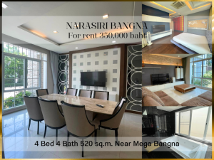 For RentHouseBangna, Bearing, Lasalle : ❤ 𝐅𝐨𝐫 𝐫𝐞𝐧𝐭 ❤ Single house, 4 bedrooms, fully furnished, Narasiri Bangna, pets allowed, 520 sq m. ✅ Near international schools. Near Mega Bangna