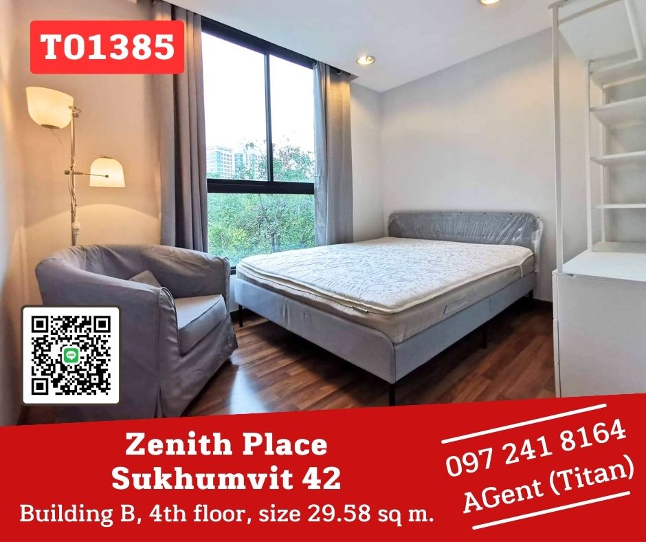 For RentCondoSukhumvit, Asoke, Thonglor : 🔥🔥Zenith Place Sukhumvit 42, spacious room, beautifully decorated, fully furnished, very special price, near BTS Ekkamai (T01385)