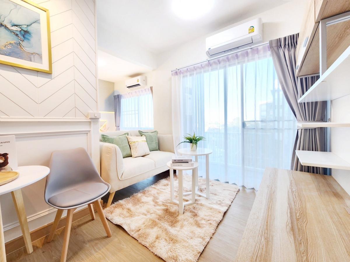 For SaleCondoOnnut, Udomsuk : 🪴 Beautiful room, A Space Sukhumvit 77 🏡✨️ Near MRT Sri Nut, newly decorated, fully furnished, minimalist style, very nice to live in. Pool view room, salary 18,000, you can own it now ‼️