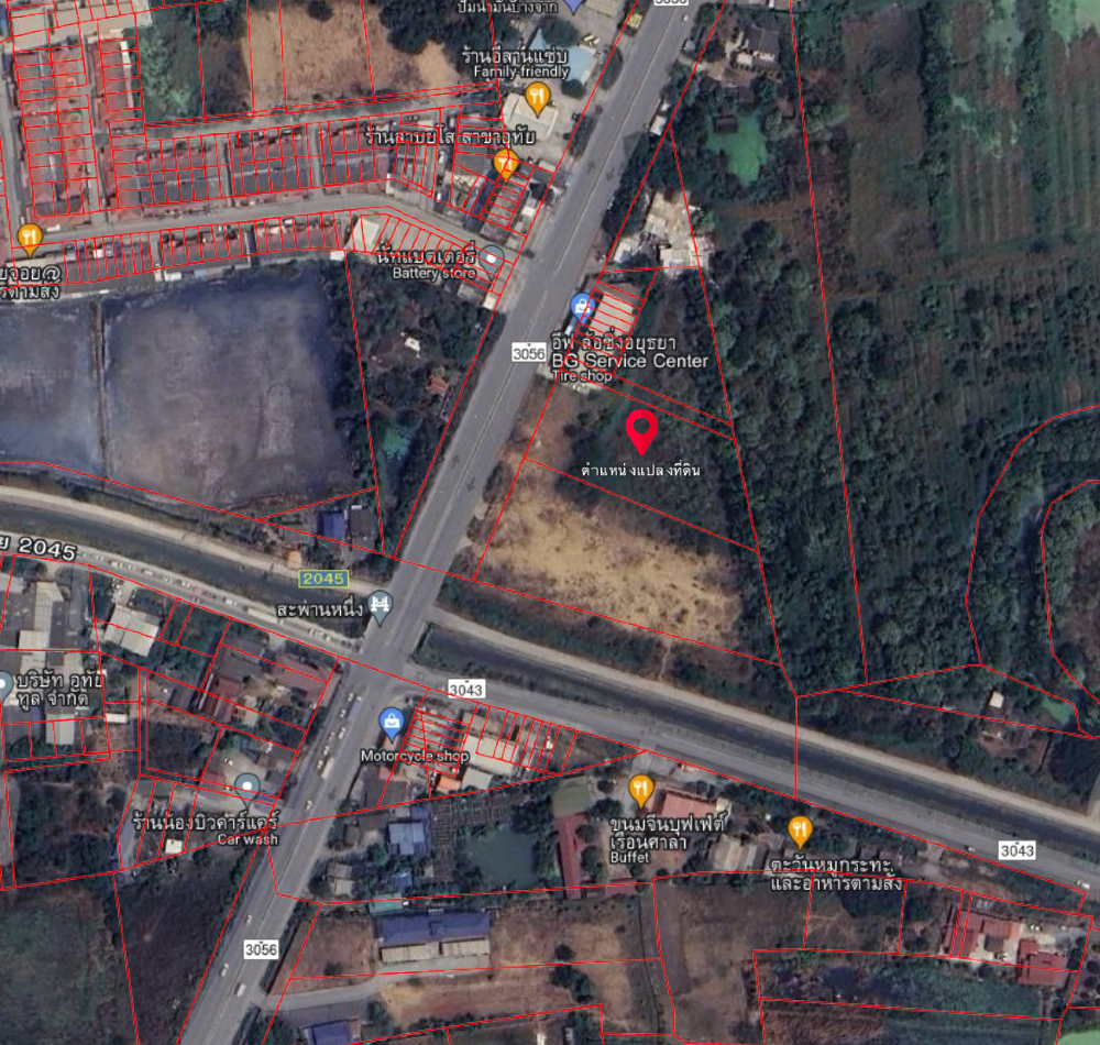 For SaleLandAyutthaya : Land for sale, 2 rai 3 ngan 58 sq w., next to the road at Uthai-Phachi intersection.