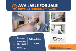 For SaleCondoSukhumvit, Asoke, Thonglor : Code C20240600027.......Rhythm Sukhumvit 36-38 for sale, 2 bedroom, 2 bathroom, high floor, furnished, Special Deal!!