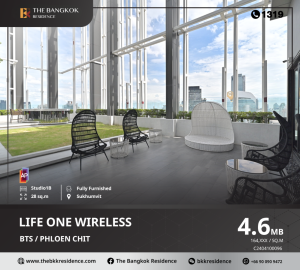 For SaleCondoWitthayu, Chidlom, Langsuan, Ploenchit : Life One Wireless, new condo, luxury location on Wireless Road, near BTS Ploenchit.