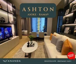 For SaleCondoRama9, Petchburi, RCA : Ashton Asoke-Rama9, luxury condo in the heart of Rama 9, fully furnished, ready to move in, 1 large bedroom, 32 sq m., close to MRT Rama 9, only 280 meters, special 6.99MB