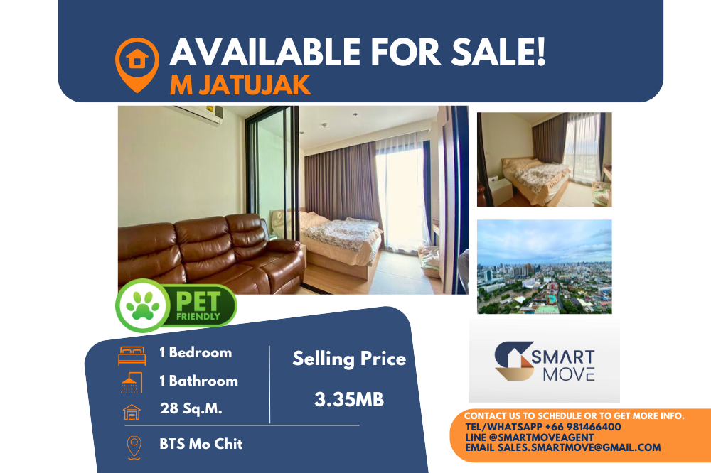 For SaleCondoSapankwai,Jatujak : Code C20240600085.......M Jatujak sale with tenant, 1 bedroom, 1 bathroom, high floor, furnished, Special Deal!!