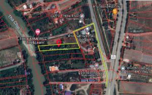 For SaleLandSuphan Buri : Very suitable for building a resort or house!! Empty land for sale next to the Tha Chin River, near the main road Suphanburi-Chainat, only 150 meters, beautiful plot, rare location, area size 2 rai 215 sq m.