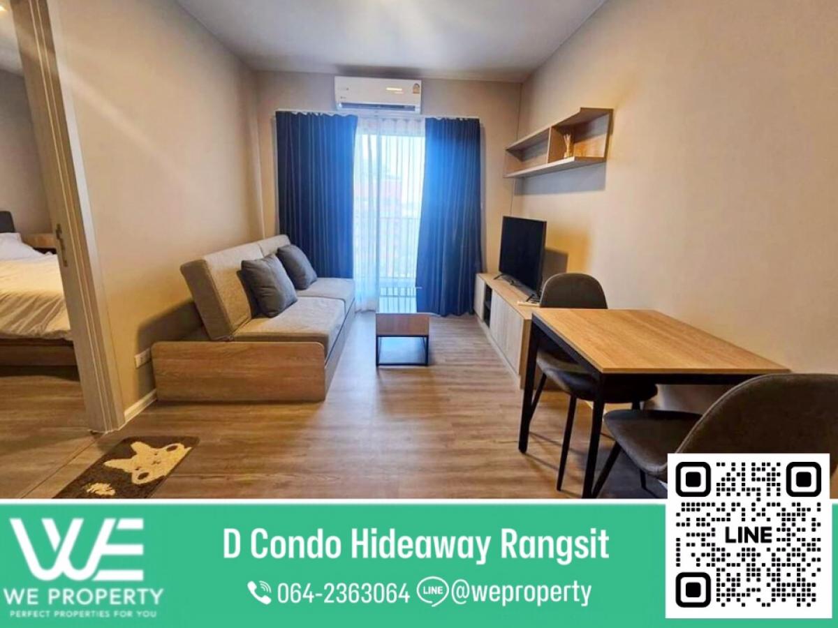 For SaleCondoPathum Thani,Rangsit, Thammasat : Beautiful room, fully furnished⭐D Condo Hideaway Rangsit (D Condo Hideaway Rangsit)