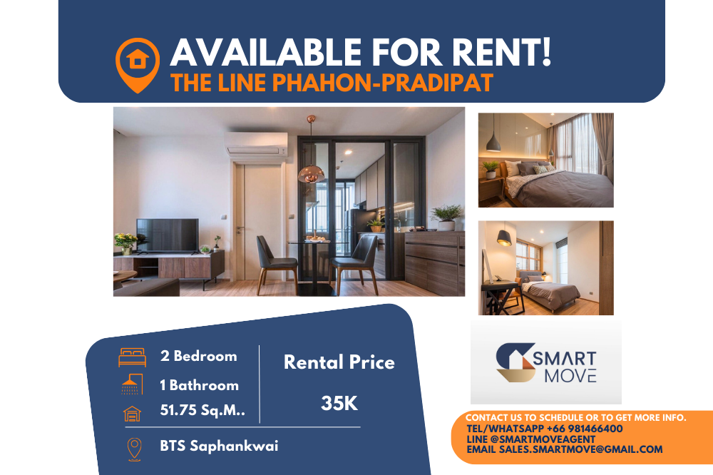 For RentCondoSapankwai,Jatujak : Code C20240302673..........The Line Phahon - Pradipat for rent, 2 bedroom, 1 bathroom, high floor, furnished, ready to move in