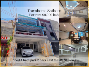 For RentHome OfficeSathorn, Narathiwat : ❤ 𝐅𝐨𝐫 𝐫𝐞𝐧𝐭 ❤ Home office, 4 floors, 7 bedrooms, parking for 2 cars, already decorated ✅ next to BTS St. Louis.