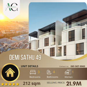 ขายทาวน์เฮ้าส์/ทาวน์โฮมพระราม 3 สาธุประดิษฐ์ : *BEST OFFER* DEMI Sathu 49 | 3 Bed | 061-567-9963