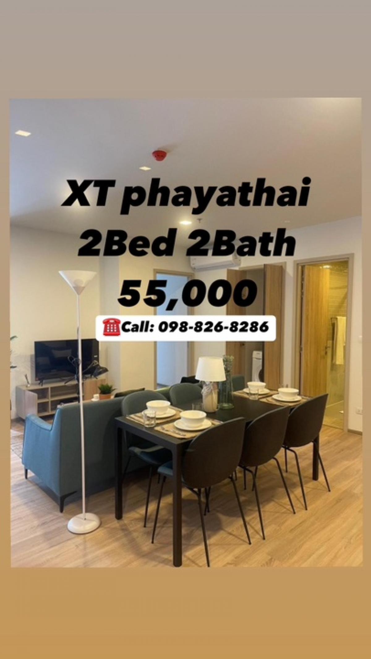 For RentCondoRatchathewi,Phayathai : XT PHAYATHAI 2Bed 2Bath 75sqm. Rent 55,000!! ☎️Tel/Line: 098-826-8286