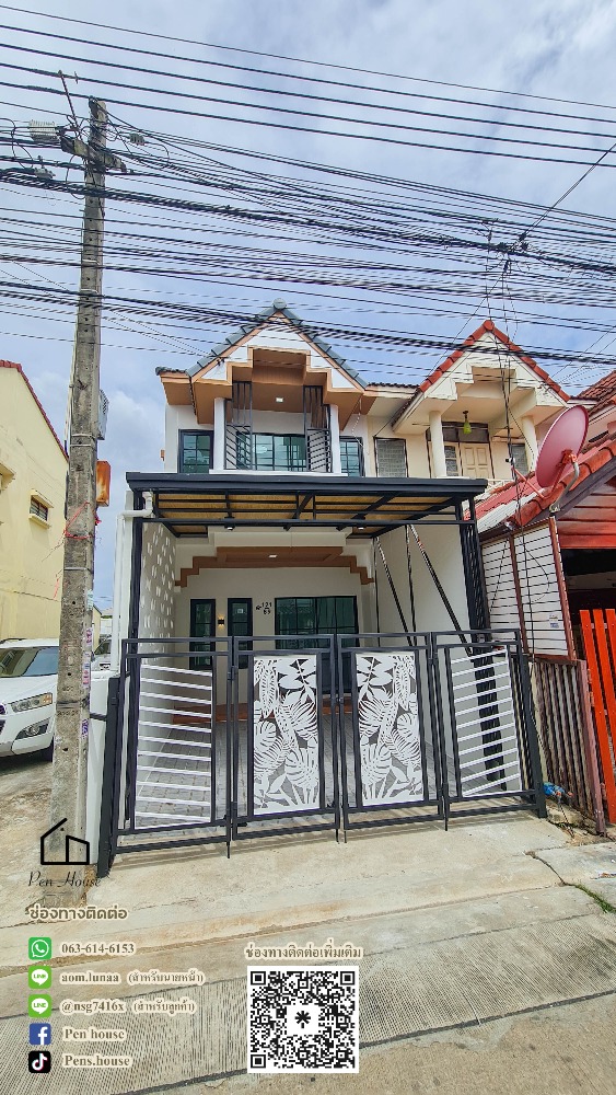 For SaleTownhouseNawamin, Ramindra : 2-story townhouse for sale, corner unit, near the Green Line. Monchaya Village, Sai Mai area, Phahonyothin, Lam Luk Ka, newly renovated, fully expanded, ready to move in.