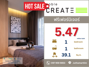 For SaleCondoYothinpattana,CDC : 🔥resale unit🔥 Noble Create Ekkamai-Ramindra 1 bedroom 1 bathroom 39.1 sq m. 4th floor price 5,470,000 baht contact 0979599853