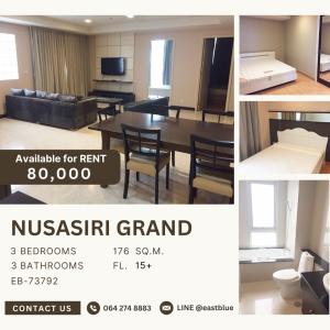 For RentCondoSukhumvit, Asoke, Thonglor : Nusasiri Grand 3 Bed 3 Bath River View 80k per month