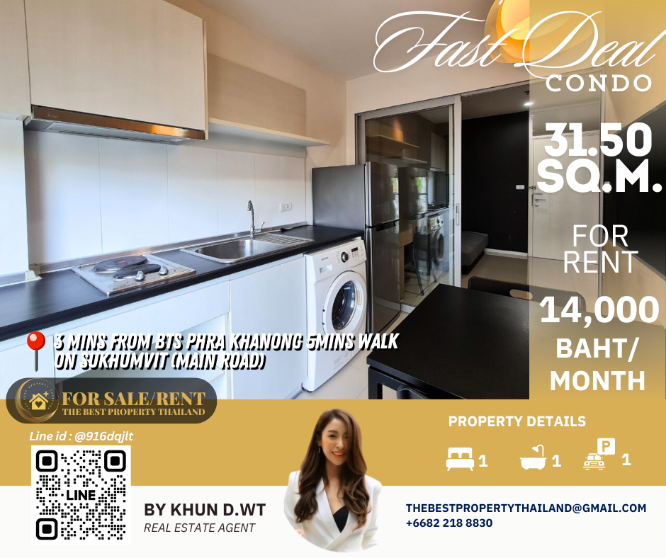 For RentCondoOnnut, Udomsuk : Rent 1bed Aspire Sukhumvit 48 13,500baht