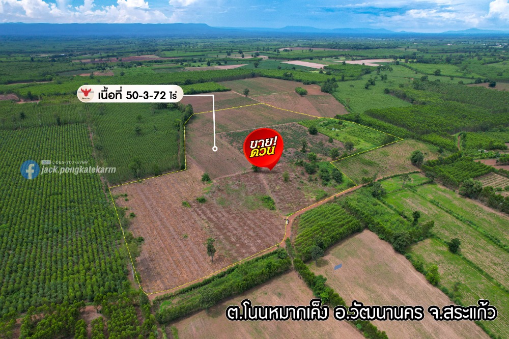 For SaleLandSa Kaeo : Land for sale, 51 rai, beautiful, good soil, suitable for agriculture, growing durian, cassava, special price.