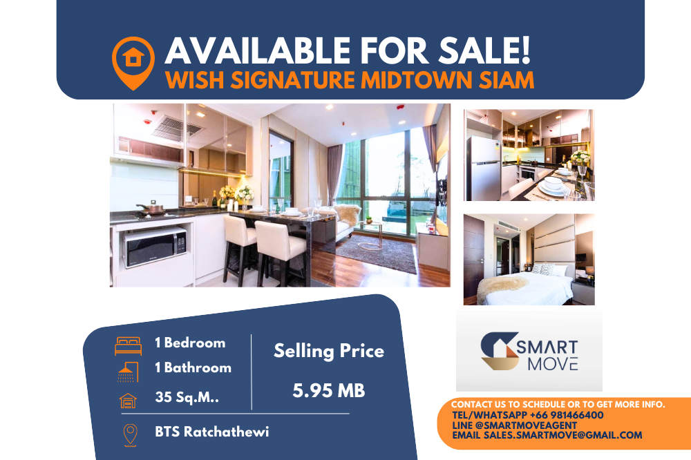 For SaleCondoRatchathewi,Phayathai : Code C20230106511.......Wish Signature Midtown Siam sale with tenant, 1 bedroom, 1 bathroom, furnished, SELL AT LOSS!!