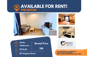 For RentCondoSapankwai,Jatujak : Code C20240302402..........The Editor for rent, Studio room, 1 bathroom, high floor, furnished, ready to move in