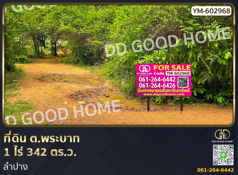 ขายที่ดินลำปาง : ที่ดิน ต.พระบาท 1 ไร่ 342 ตร.ว. ลำปาง