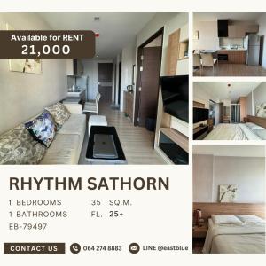 For RentCondoSathorn, Narathiwat : RHYTHM Sathorn 1 Bed 1 Bath Unblocked View 21,000 per month 064-274-8883