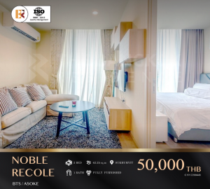 For RentCondoSukhumvit, Asoke, Thonglor : Rent today Luxury room, special price!! Ready-to-move-in condo, Noble Recole, near BTS Asoke.