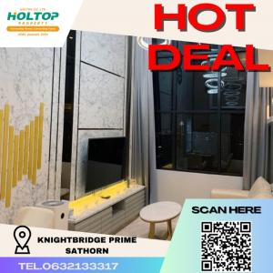 For RentCondoSathorn, Narathiwat : #K220For rent Knightsbridge Prime Sathorn✨Near bts Chongnonsri and Saint Louis Fully furnished (luxurious white and gold)