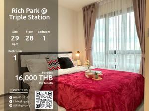 For RentCondoPattanakan, Srinakarin : LUHX6K05 Condo For Rent Rich Park @ Triple Station 29 Sq.M. Floor 28 line id : @livinglegacy tel : 088-651-2193