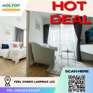 For RentCondoLadprao101, Happy Land, The Mall Bang Kapi : #K236 For rent  Feel Condo Ladprao 122  ✨ Near MRT yellow line 800 m.