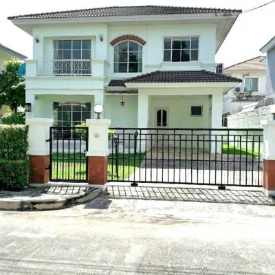 For RentHouseLadkrabang, Suwannaphum Airport : NTG077 For rent, single house, Manthana On Nut-Wongwaen 2, fully furnished, ready to move in, near Mega 5 km.