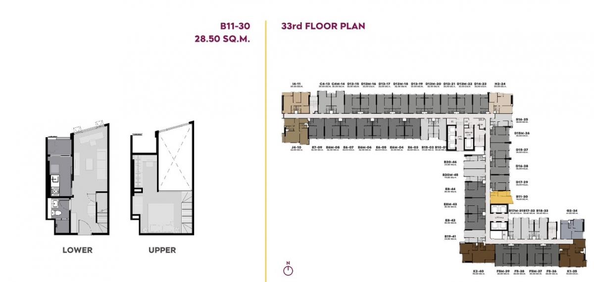 ขายดาวน์คอนโดคลองเตย กล้วยน้ำไท : Life Rama4-Asoke ขายดาวน์ห้อง Vertiplex ชั้น 33 ทิศตะวันออก 28.5+12 ตรม.