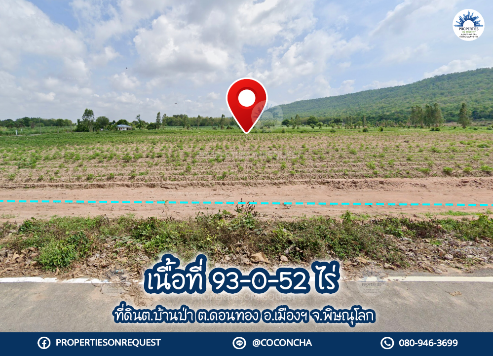 ขายที่ดินพิษณุโลก : 📢ขายที่ดินสวย มีบ่อน้ำใสจากใต้ดิน ติดภูเขา และธารน้ำตก..ทำเลอำเภอเมืองพิษณุโลก เดินทางสะดวก ใกล้แหล่งชุมชน โรงพยาบาล โรงเรียน สนามกีฬา ร้านสะดวกซื้อ ถนนลาดยาง (เนื้อที่ 93-0-52 ไร่)📌(เลขที่ทรัพย์: COL414)