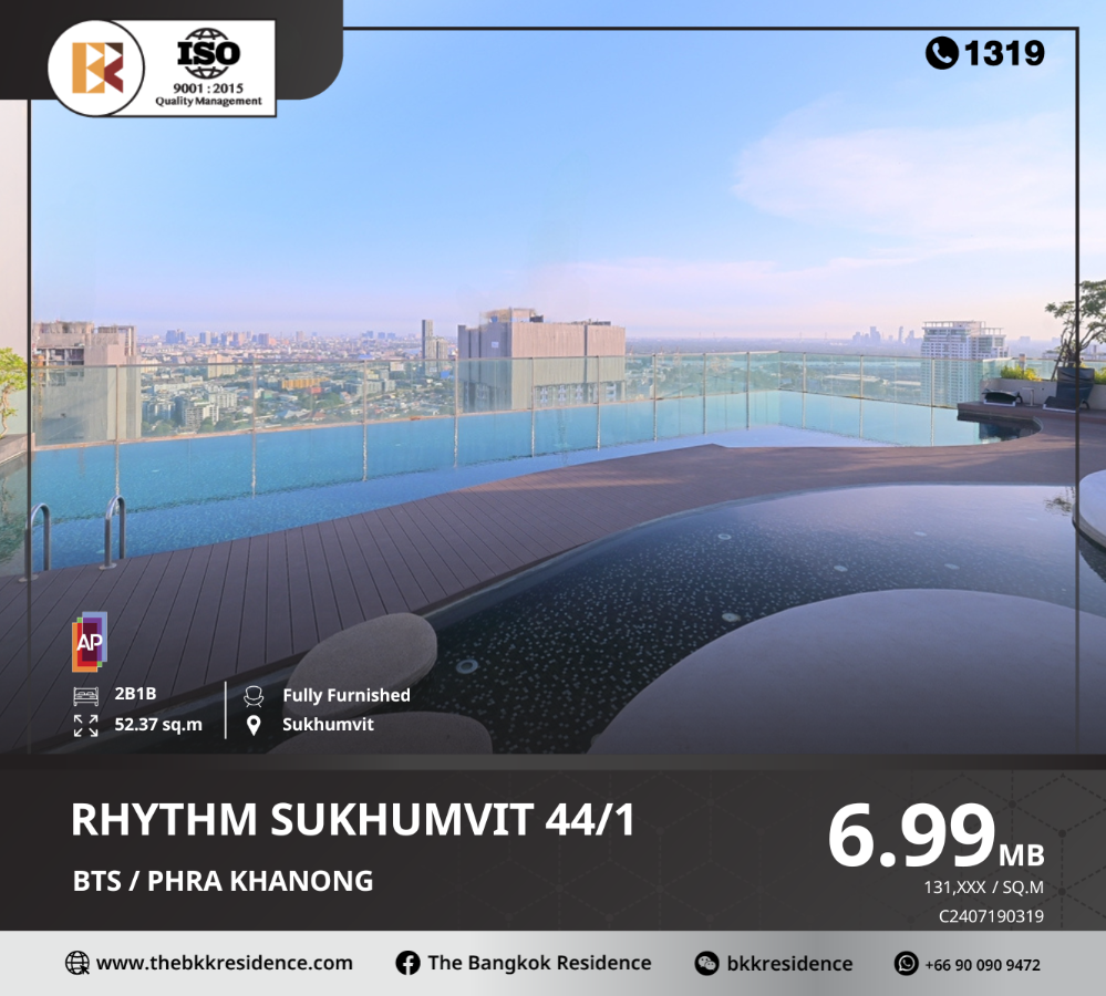 For SaleCondoOnnut, Udomsuk : RHYTHM Sukhumvit 44/1, the world where you can relax as much as possible. Choose to relax completely, near BTS Phra Khanong.