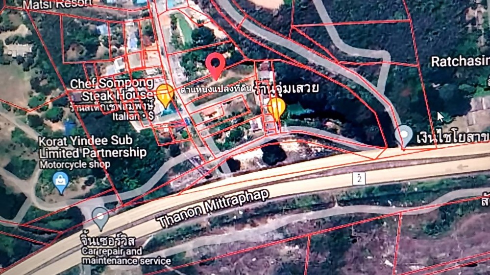 For SaleLandPak Chong KhaoYai : Land for sale, 3-1-91 rai, 12,500 baht per square wah, Pak Chong, Nakhon Ratchasima Province, only 250 meters from Mittraphap Road.  Opposite Chef Somphong Stake Restuarant.