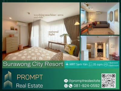 For RentCondoSilom, Saladaeng, Bangrak : ST12409 - Surawong City Resort - 35 sqm - MRT Sam Yan / BTS Chong Nonsi / The Bangkok Christian Hospital / Webster University Thailand