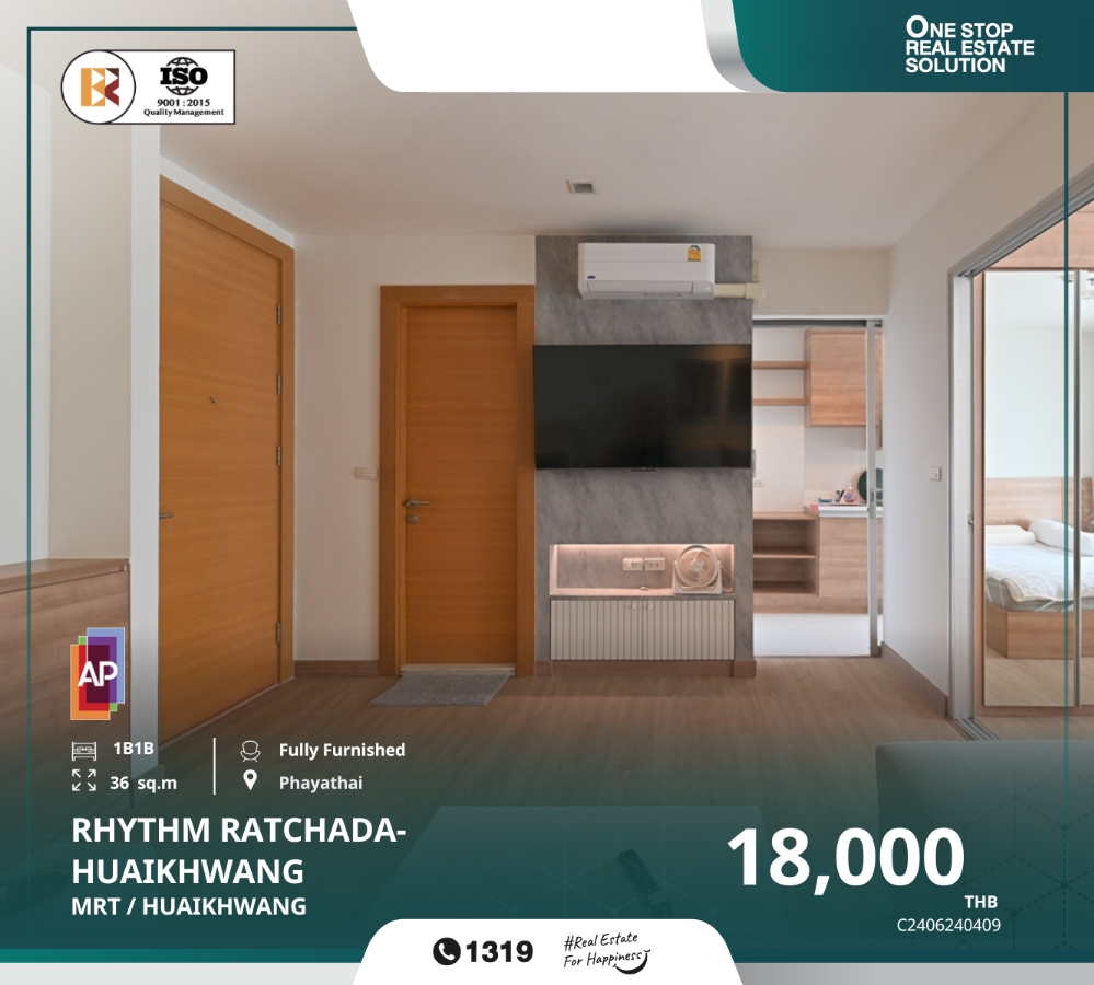 For RentCondoRatchadapisek, Huaikwang, Suttisan : RHYTHM Ratchada-Huaikhwang, near MRT Huaikhwang