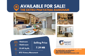 For SaleCondoRatchathewi,Phayathai : Code C20240600032.......The Extro Phayathai - Rangnam for sale, 1 bedroom, 1 bathroom, high floor, furnished, Special Deal!!