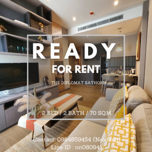 ให้เช่าคอนโดสาทร นราธิวาส : For Rent!! The Diplomat Sathorn 2B2B 70sqm. 48K