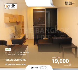 For RentCondoWongwianyai, Charoennakor : Condo ready for rent, Villa Sathorn, in the heart of the city, Sathorn area, just a few minutes near BTS Krung Thonburi.