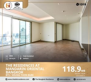 For SaleCondoWongwianyai, Charoennakor : The Residences At Mandarin Oriental Bangkok, a phenomenon of leading residences in the country, near BTS Krung Thon Buri